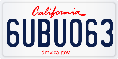 CA license plate 6UBU063