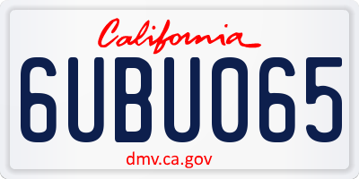 CA license plate 6UBU065