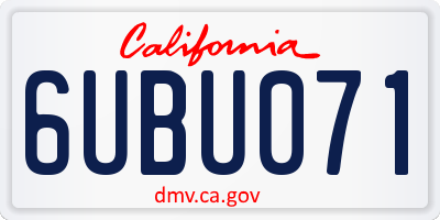 CA license plate 6UBU071