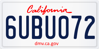 CA license plate 6UBU072