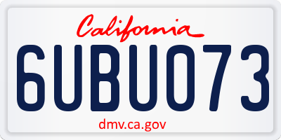CA license plate 6UBU073