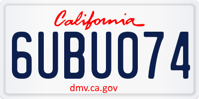 CA license plate 6UBU074