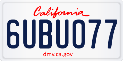 CA license plate 6UBU077