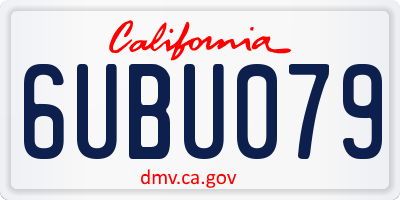 CA license plate 6UBU079