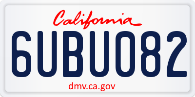 CA license plate 6UBU082