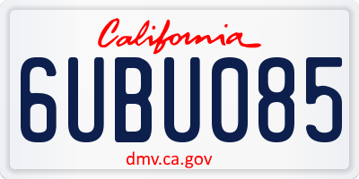 CA license plate 6UBU085