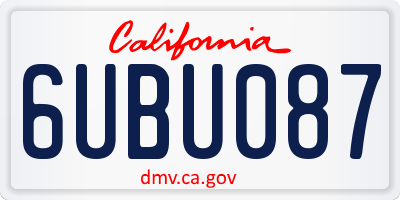 CA license plate 6UBU087