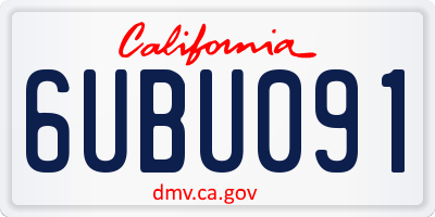 CA license plate 6UBU091