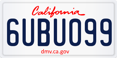 CA license plate 6UBU099