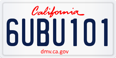 CA license plate 6UBU101