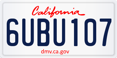 CA license plate 6UBU107