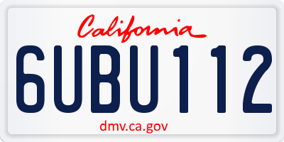 CA license plate 6UBU112