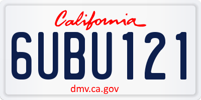 CA license plate 6UBU121