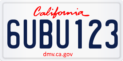 CA license plate 6UBU123