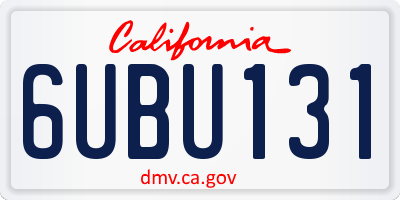 CA license plate 6UBU131