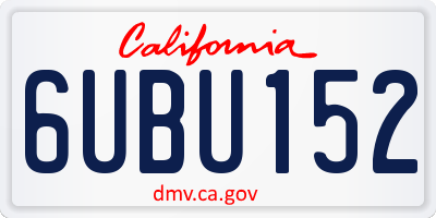 CA license plate 6UBU152