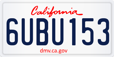 CA license plate 6UBU153