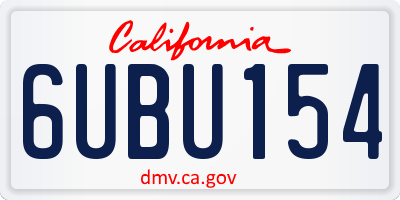CA license plate 6UBU154