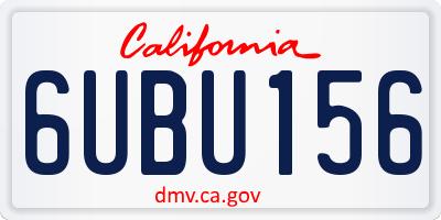 CA license plate 6UBU156