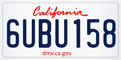 CA license plate 6UBU158