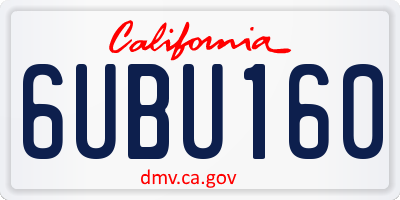 CA license plate 6UBU160