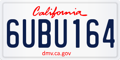 CA license plate 6UBU164
