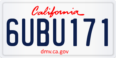 CA license plate 6UBU171