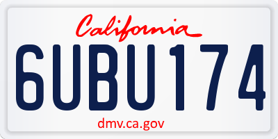 CA license plate 6UBU174