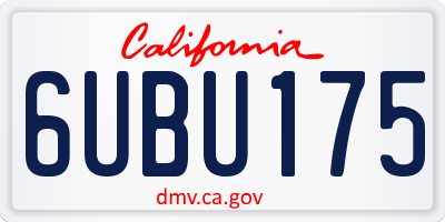 CA license plate 6UBU175