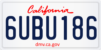 CA license plate 6UBU186