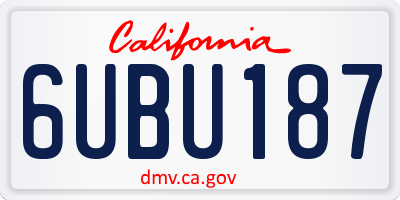 CA license plate 6UBU187