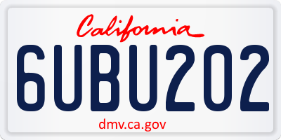 CA license plate 6UBU202