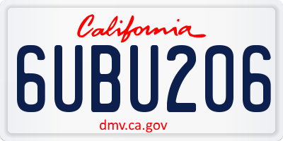 CA license plate 6UBU206