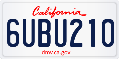 CA license plate 6UBU210