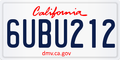 CA license plate 6UBU212