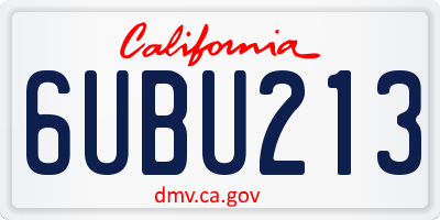 CA license plate 6UBU213