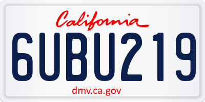 CA license plate 6UBU219