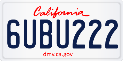 CA license plate 6UBU222