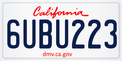 CA license plate 6UBU223