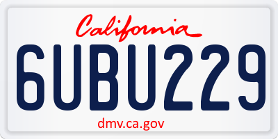 CA license plate 6UBU229