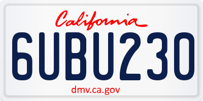 CA license plate 6UBU230