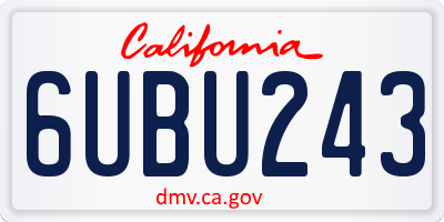 CA license plate 6UBU243