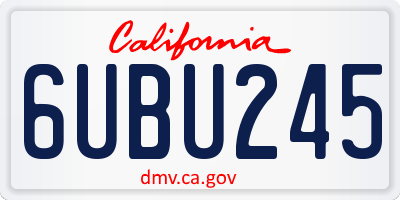 CA license plate 6UBU245