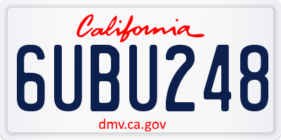 CA license plate 6UBU248