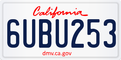 CA license plate 6UBU253