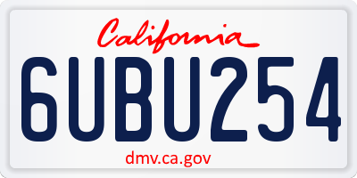 CA license plate 6UBU254