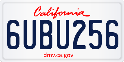 CA license plate 6UBU256