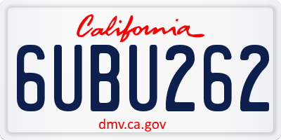 CA license plate 6UBU262