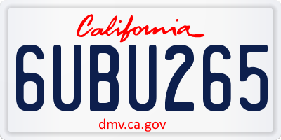 CA license plate 6UBU265