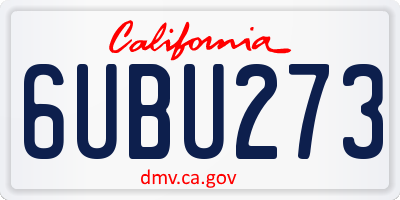 CA license plate 6UBU273